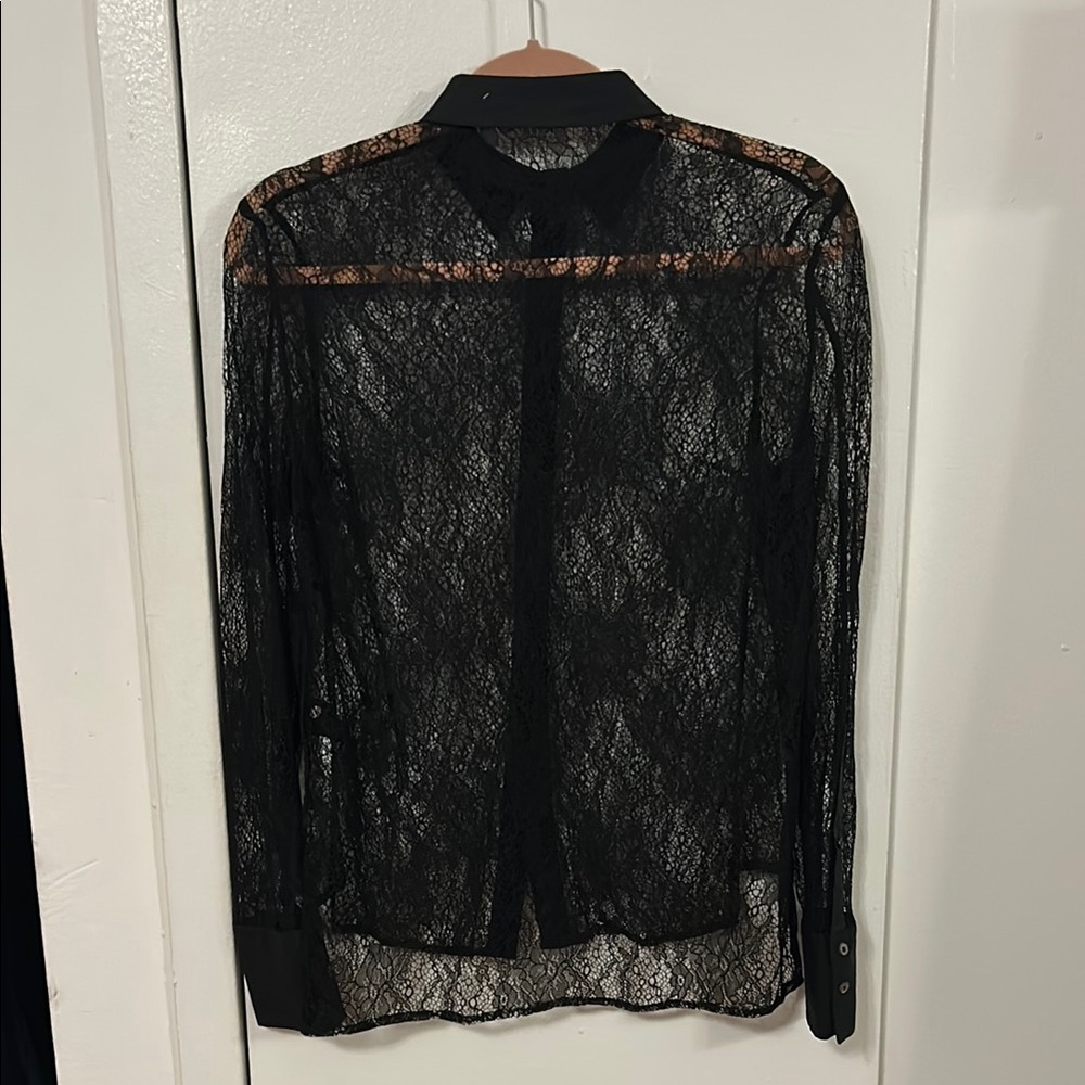 Allsaints Black Lace Button Down Top - image 5
